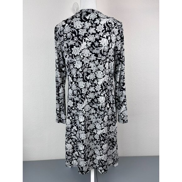 J.‎ Jill women's small black and white long sleeve jersey knit shirt mini dress - Picture 4 of 7